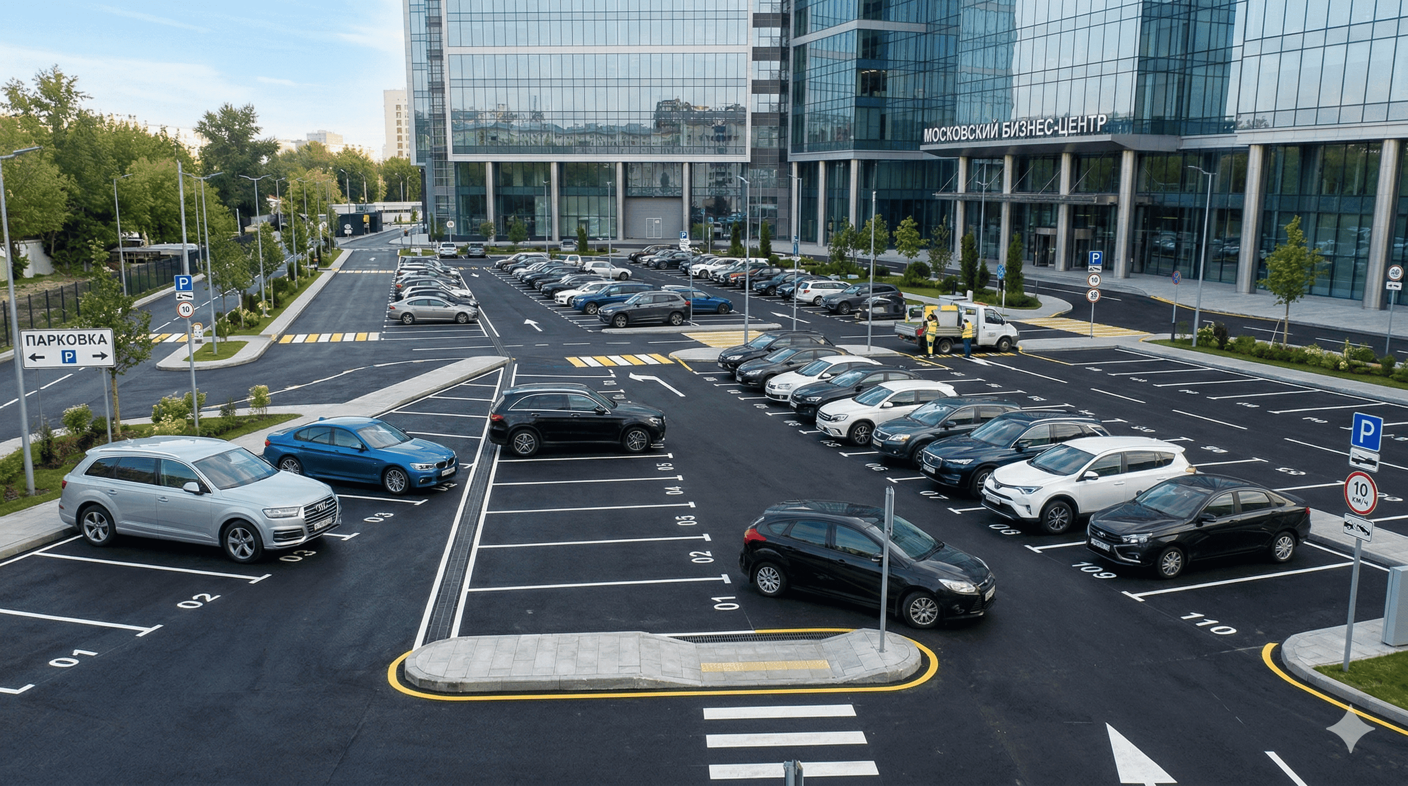 Асфальтирование парковки бизнес-центра в Москве — 2 200 м²