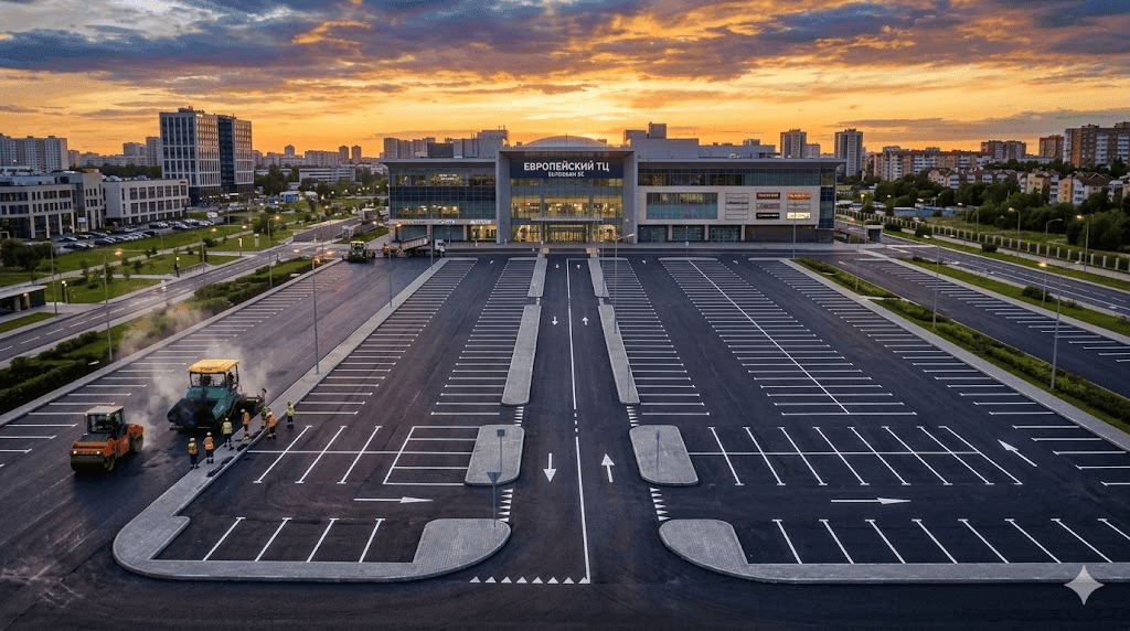 Асфальтирование парковки торгового центра — 3 500 м²